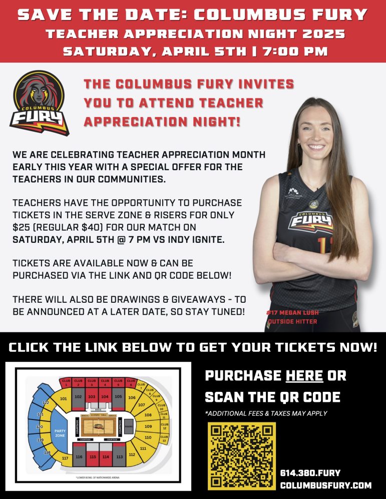 image: Columbus Fury Teacher Night infor sheet April 5